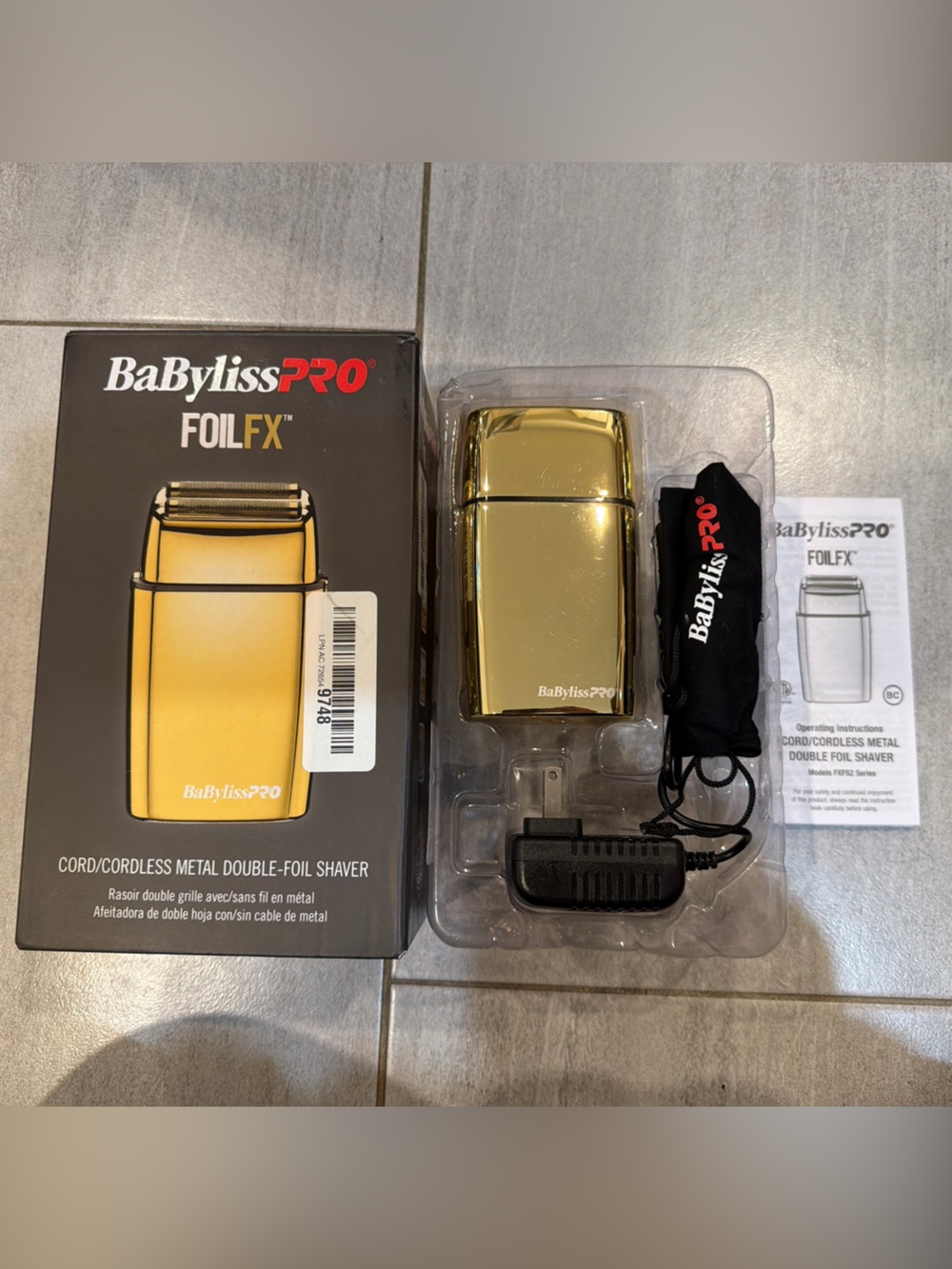 BaBylissPRO FOILFX02 Cordless Metal Double Foil Shaver Gold